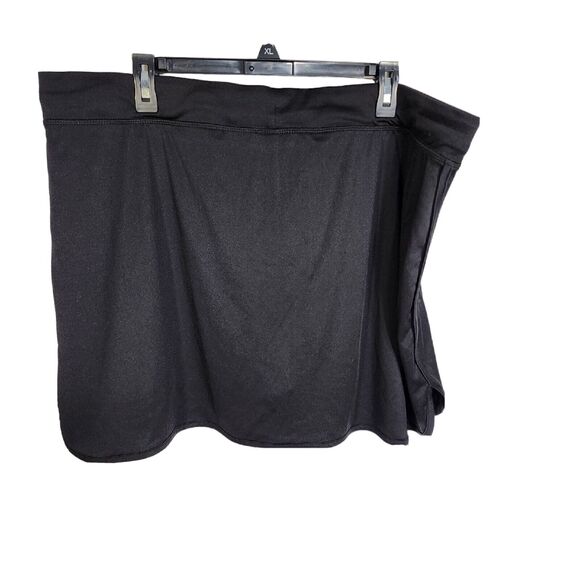 Exertek Womens Skorts Sz 3X Black Built In Shorts Pull On Drawstring Zip Pockets - Picture 2 of 9